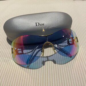 Dior Miss Diorella Sunglasses / Lightly Used, Metal Dior Logo, Colorful Tint